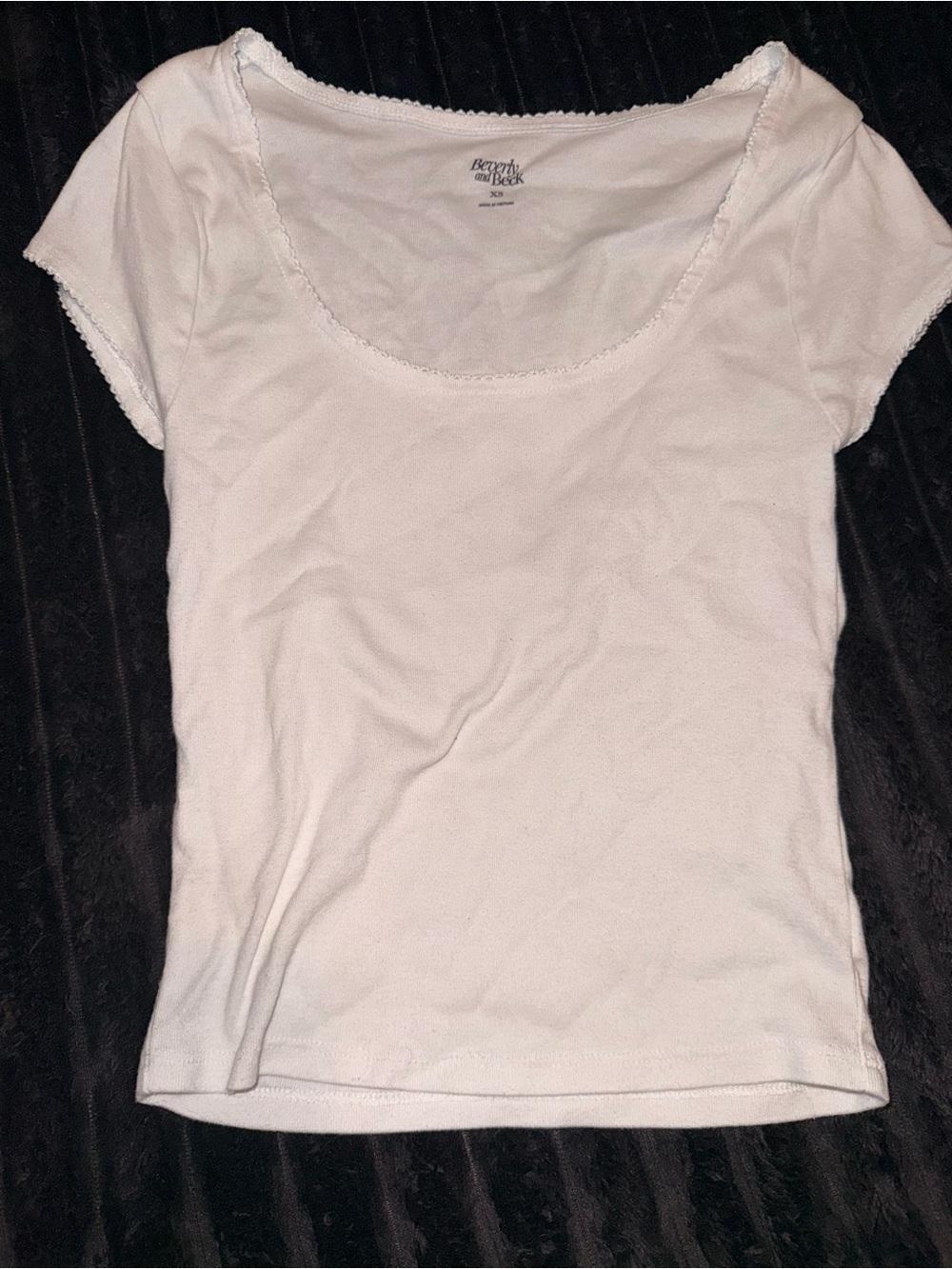Basic Scoop Neck Short Sleeve Top - White -